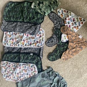 Copper Pearl Bundle: bibs, burp clothes, swaddle